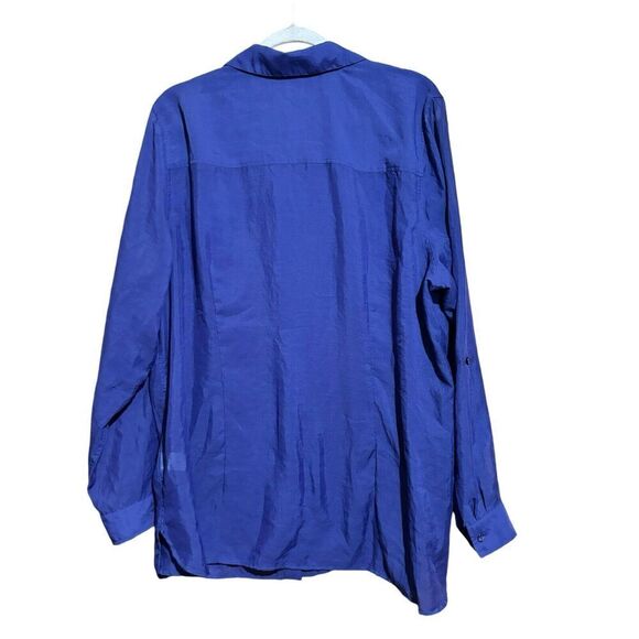 Coldwater Creek Top Womens 3X 24 Blue Sheer Long Sleeve Button Up Shirt Blouse - Picture 6 of 9